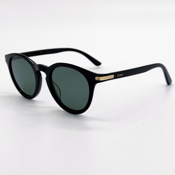NEW CARTIER CT0010S 004 MEN BLACK ROUND SUNGLASSES - Picture 3 of 10